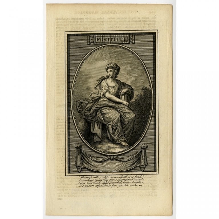 Antique Print of the Personification of Fortitude (c.1780)