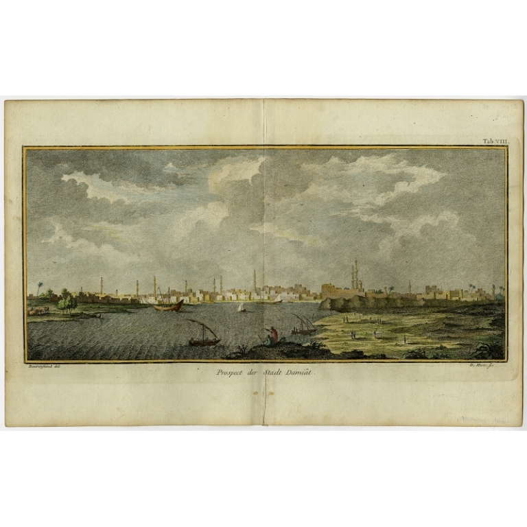Antique Print of the City of Damietta by Haas (1774)