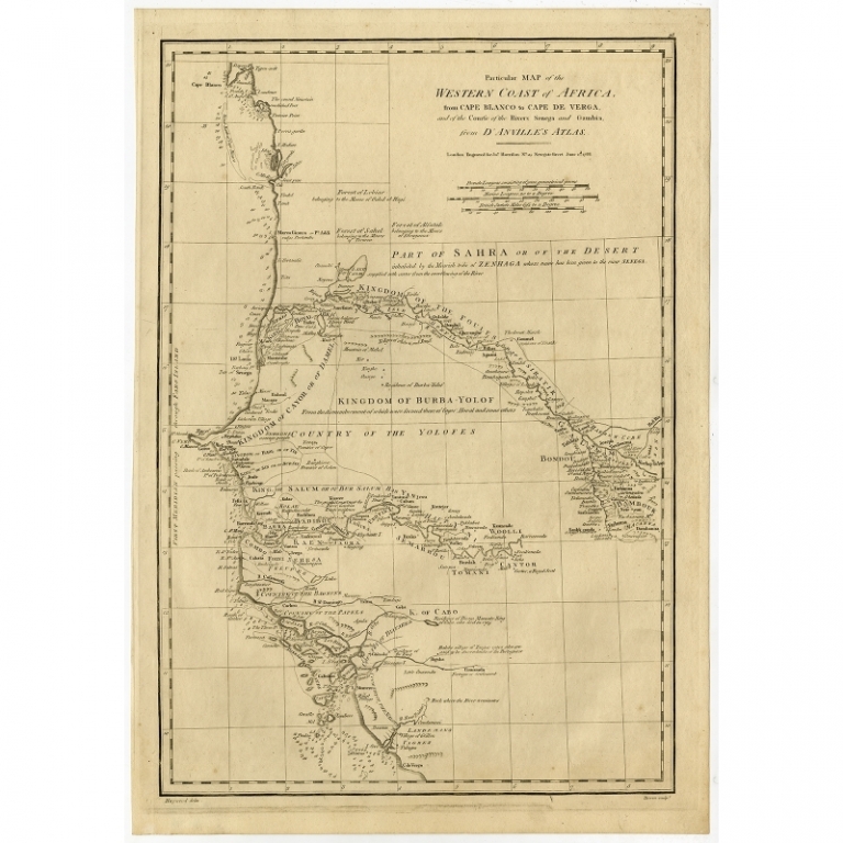 Antique Map of the Western Coast of Africa by Bowen (1788)
