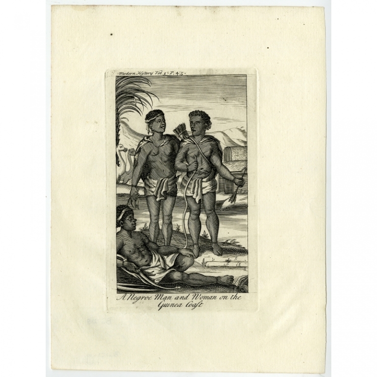 Antique Print of natives of Guinea in Africa (1735)