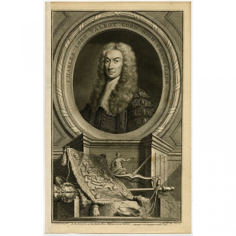 Antique Portrait of Charles Tablot by Houbraken (1740)