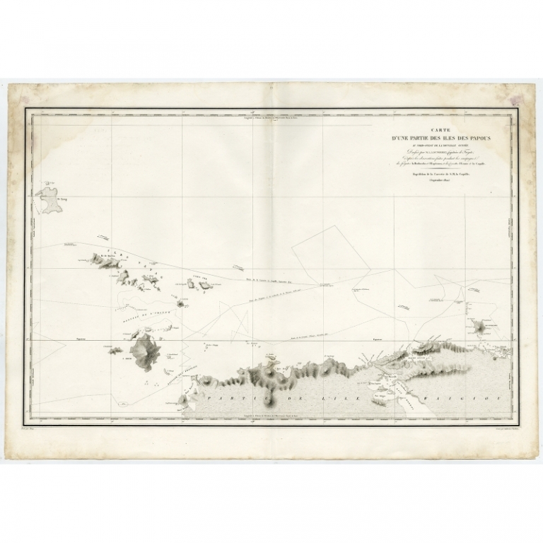 Antique Map of the Northern Coast of Waigeo Island by Duperrey (1825)