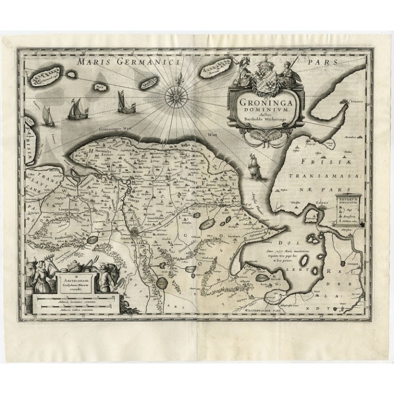 Antique Map of the Province of Groningen by Blaeu (1635)
