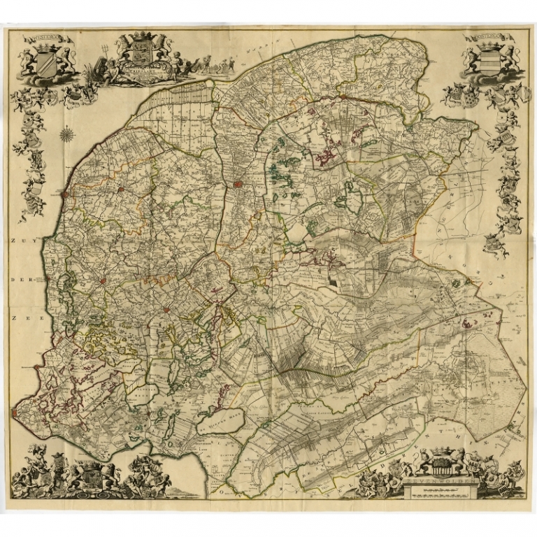 Antique Map of Friesland by Vegelin van Claerbergen (1739)