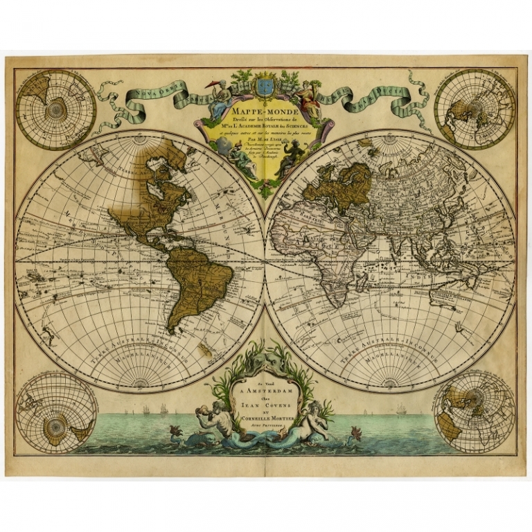 Antique World Map by Covens & Mortier (c.1740)