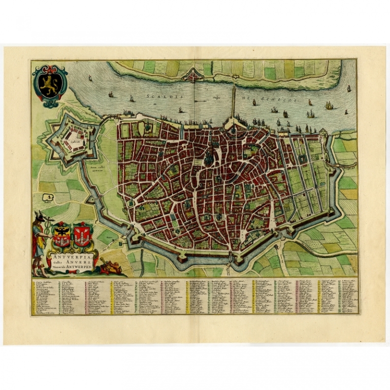 Antique Map of the City of Antwerp by Blaeu (1652)