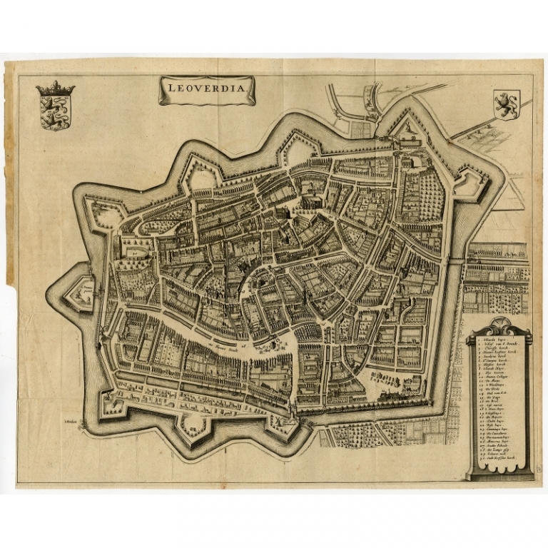 Antique Map of the City of Leeuwarden by Leti (1690)