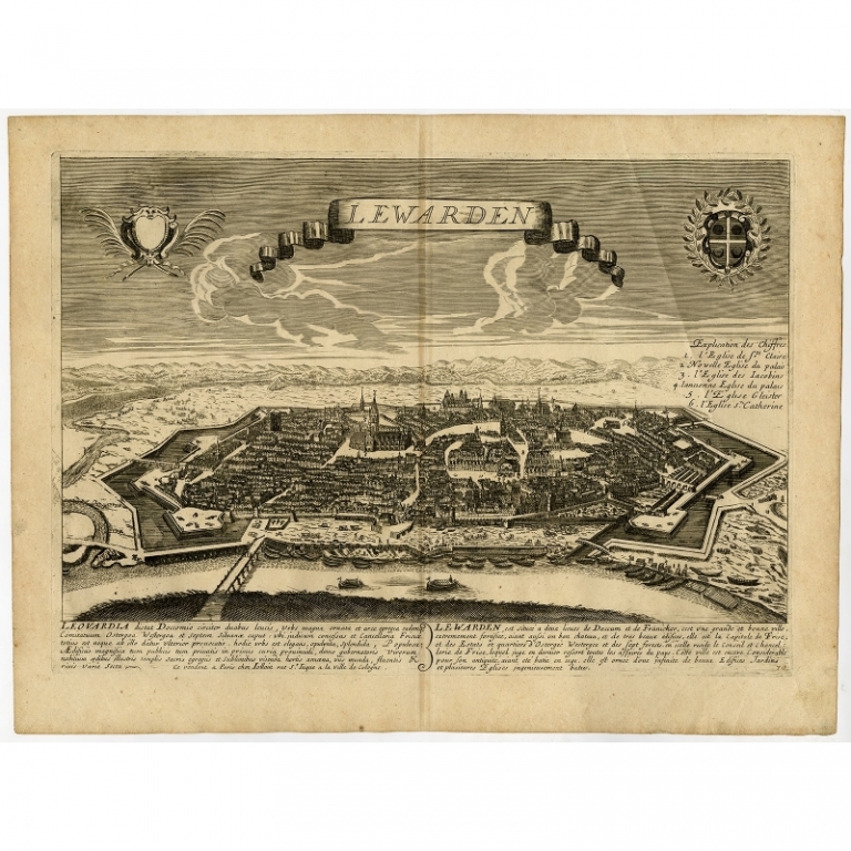 Antique Print of the City of Leeuwarden by Jollain (c.1670)
