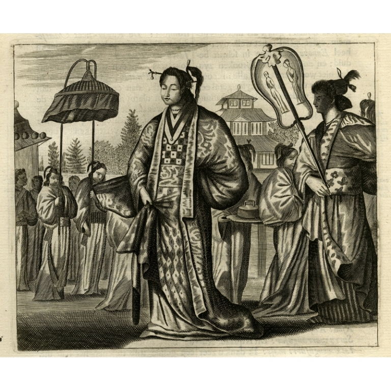 Antique Print of a Japanese Lady by Montanus (1669)