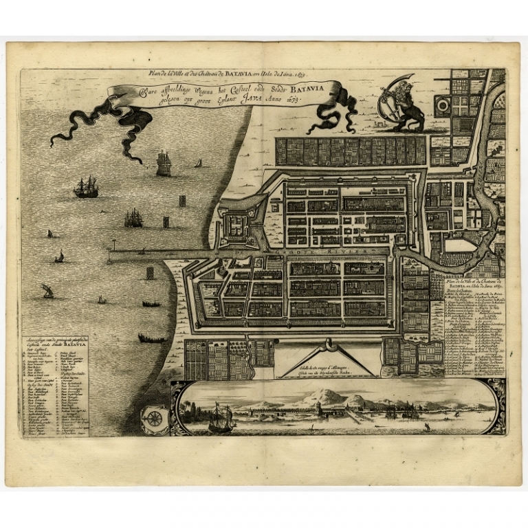 Antique Plan of Batavia by Montanus (1669)