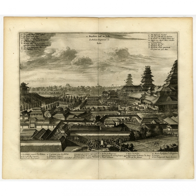 Antique Print of Chiyoda Castle by Montanus (1669)
