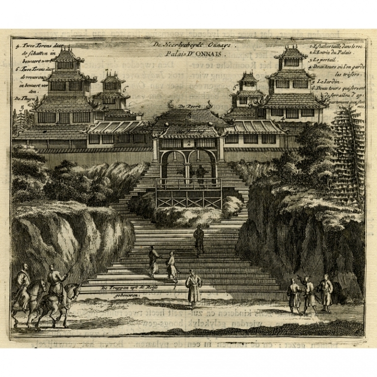 Antique Print of the Palace of Onnays by Montanus (1669)