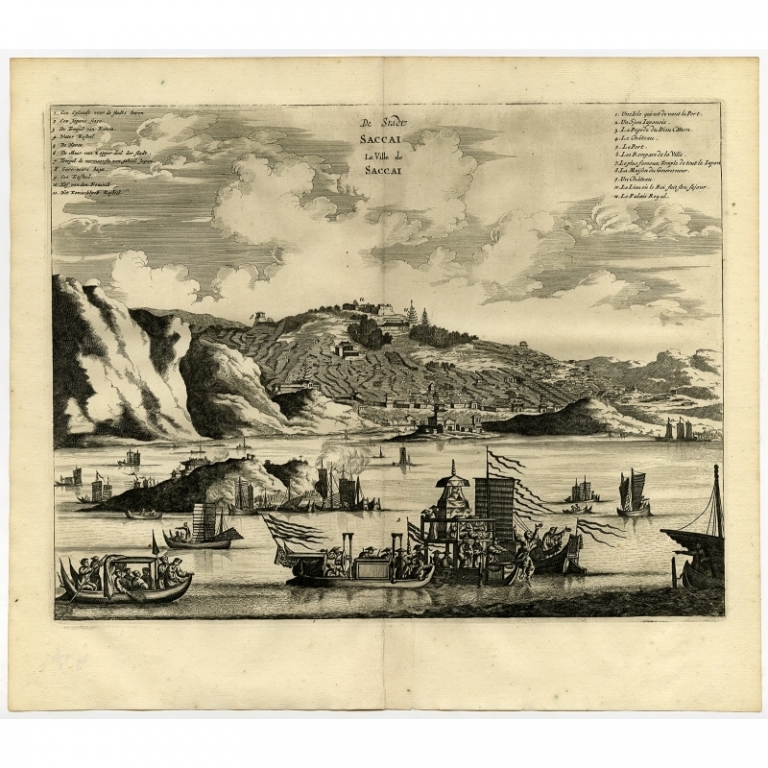 Antique Print of the City of Saccai by Montanus (1669)