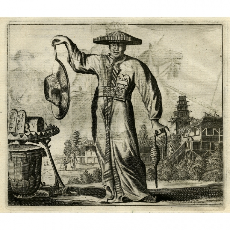 Antique Print of a Japanese Priest by Montanus (1669)