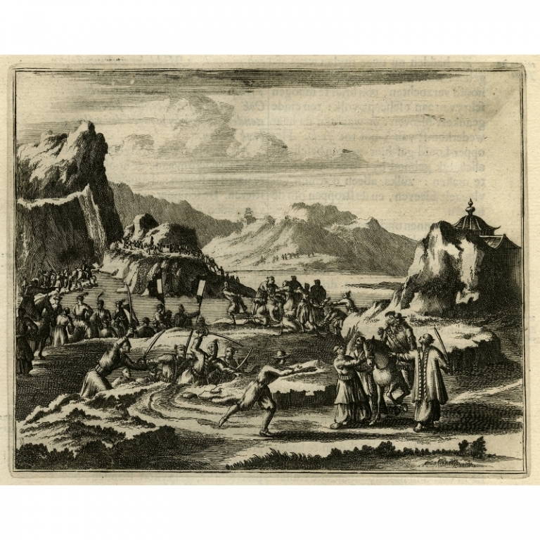 Antique Print of Dutch voyagers led by Captain Corneliszoon Schaap by Montanus (1669)