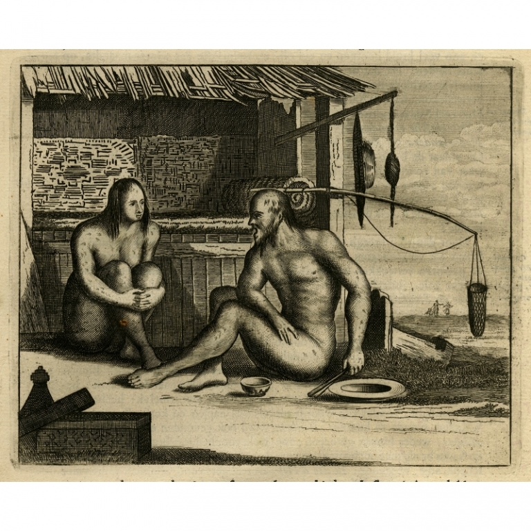 Antique Print of Lepers in Japan by Montanus (1669)