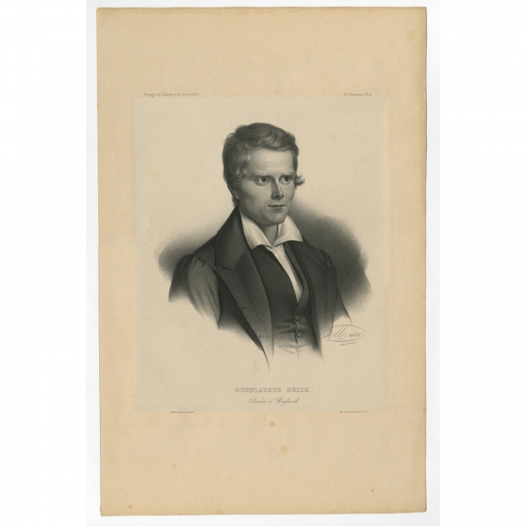 Pl.2 Antique Portrait of Gunnlaugur Briem by Gaimard (1842)