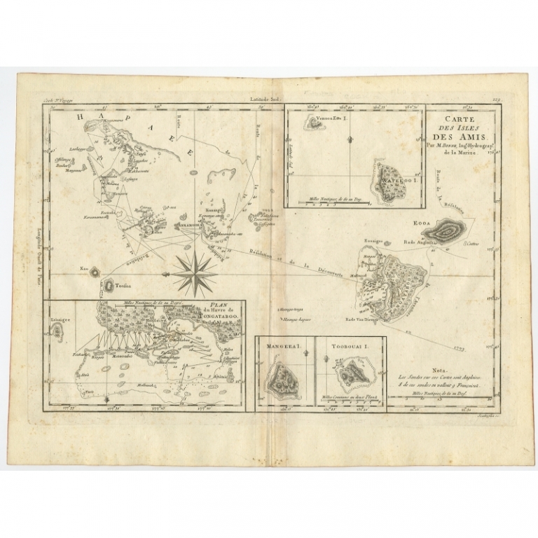 Antique Map of the Kingdom of Tonga by Bonne (c.1780)