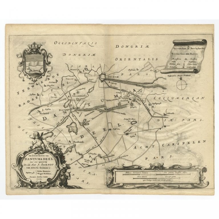 Antique Map of the region of Dantumadeel by Schotanus (1664)