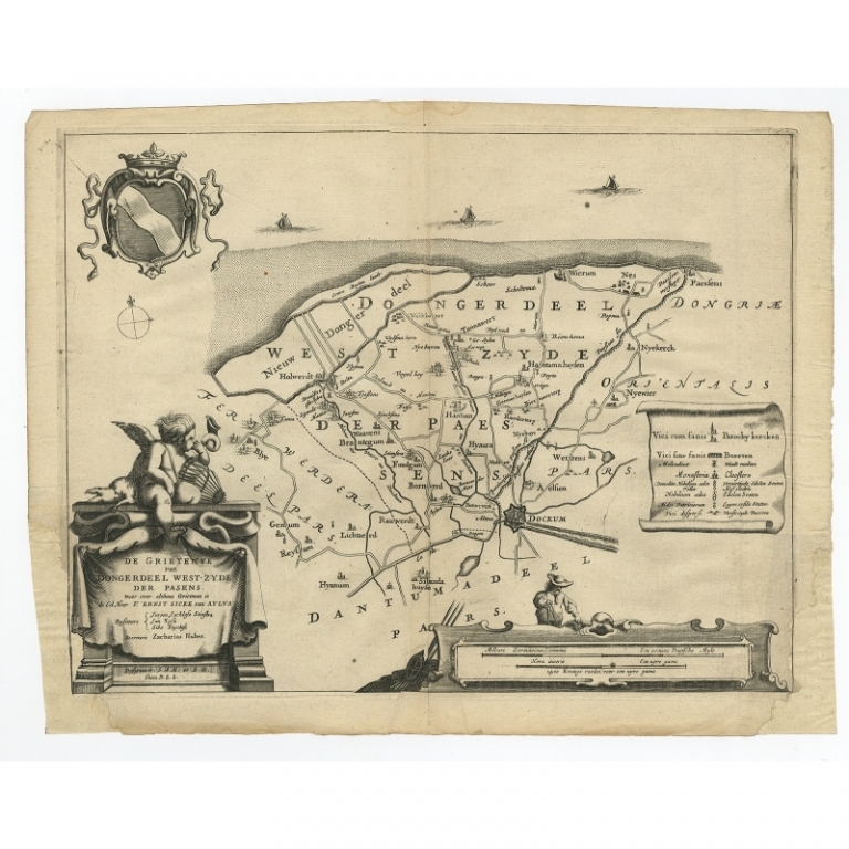 Antique Map of the region of Dongeradeel by Schotanus (1664)