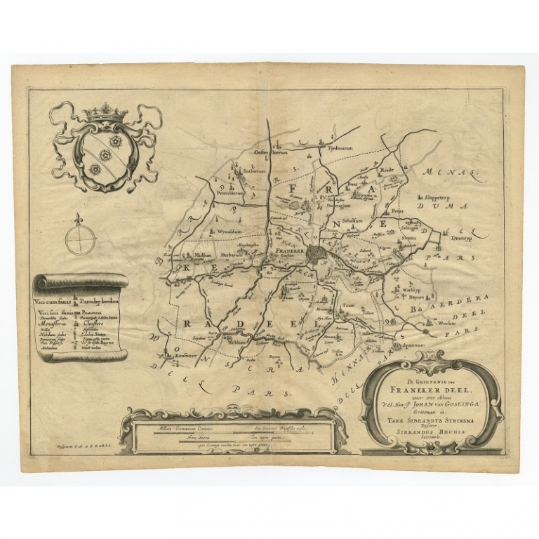 Antique Map of the region of Frankeradeel by Schotanus (1664)