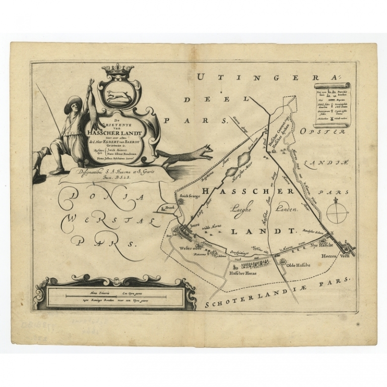 Antique Map of the region of Haskerland by Schotanus (1664)