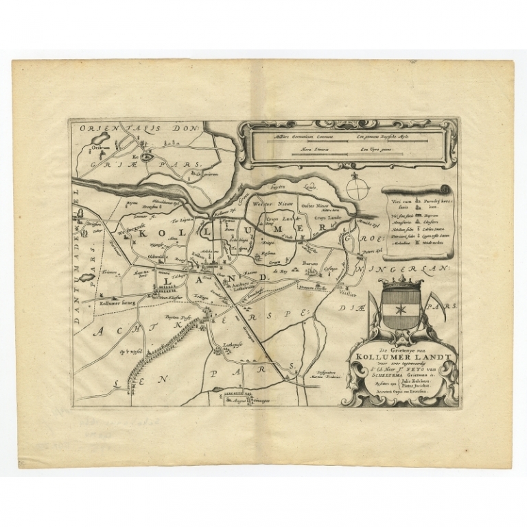 Antique Map of the Region of Kollumerland by Schotanus (1664)