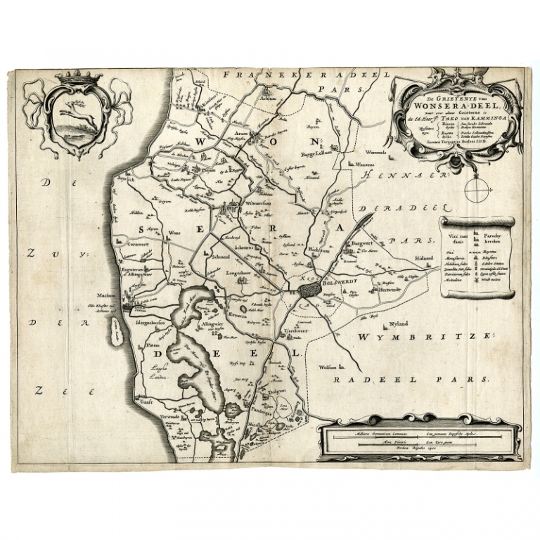 Antique Map of the region of Wonseradeel by Schotanus (1664)