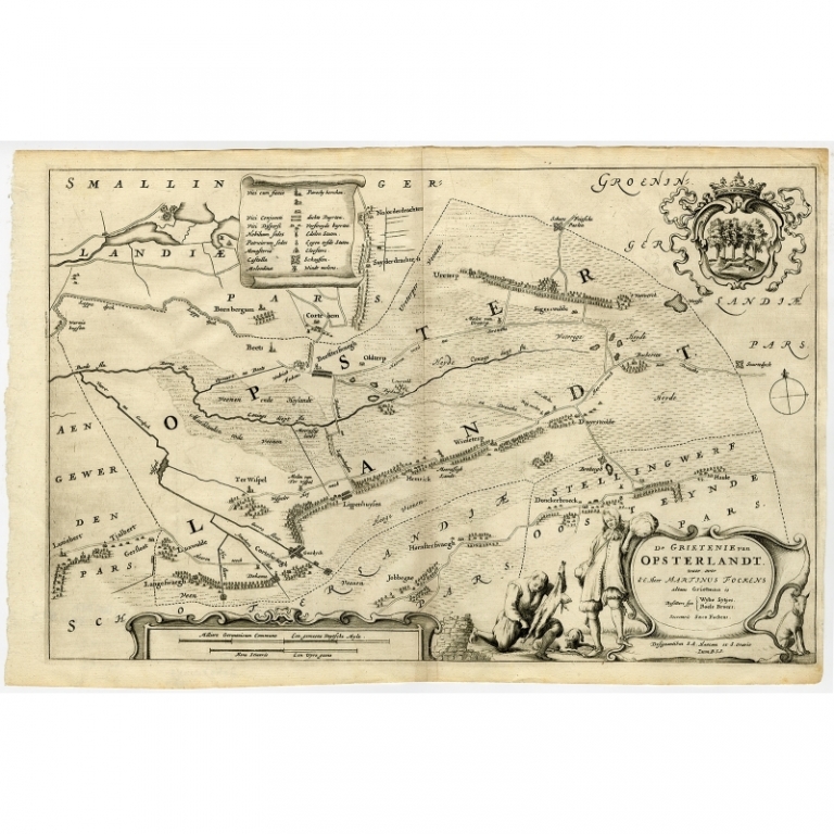 Antique Map of the region of Opsterland by Schotanus (1664)