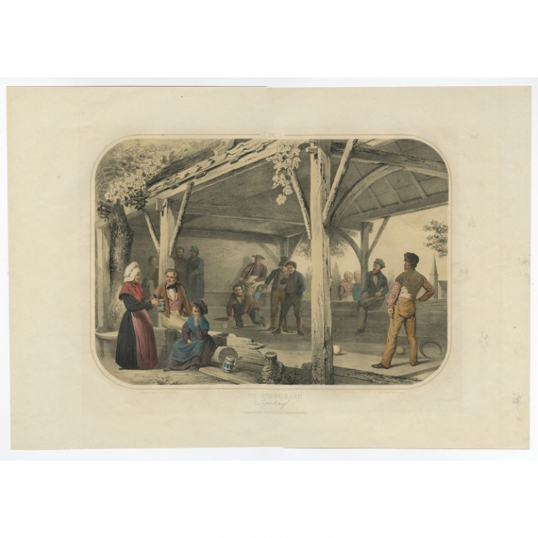 Antique Print of Men playing 'Beugelen' in Noord-Brabant by Uberfeldt (1857)