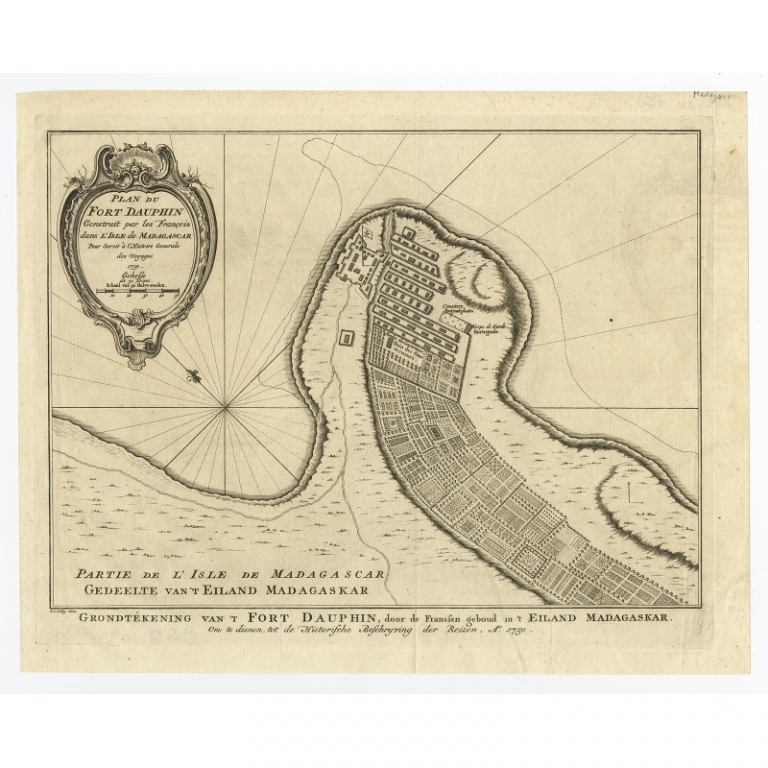 Antique Plan of Fort Dauphin by Van Schley (1756)