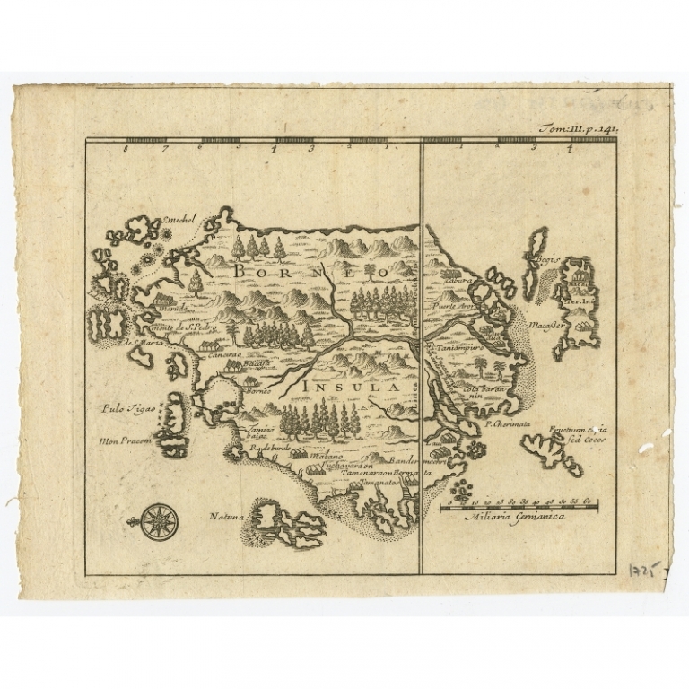 Antique Map of Borneo by Renneville (1702)
