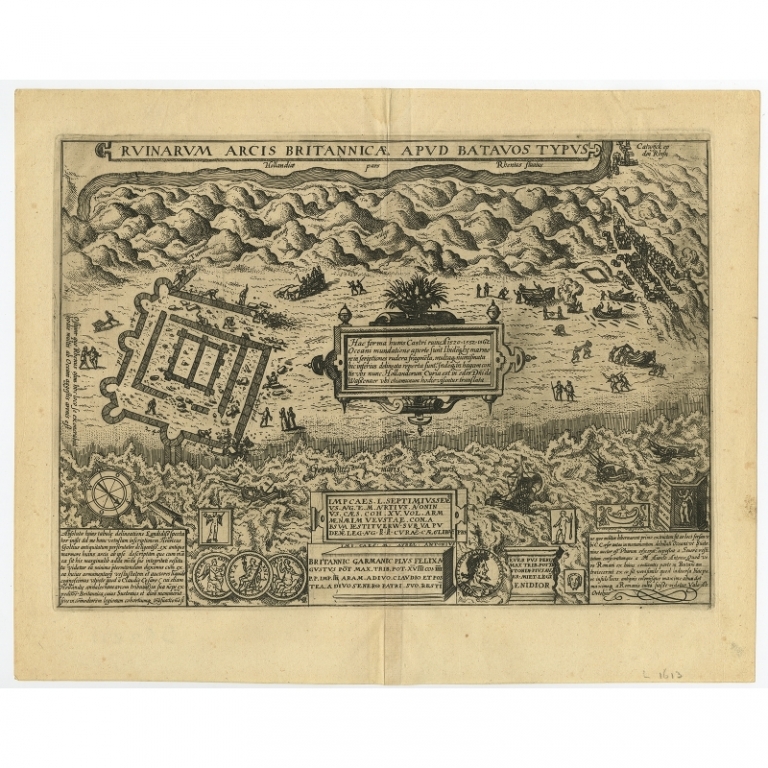Antique Print of Fort Brittenburg by Guiccardini (1612)