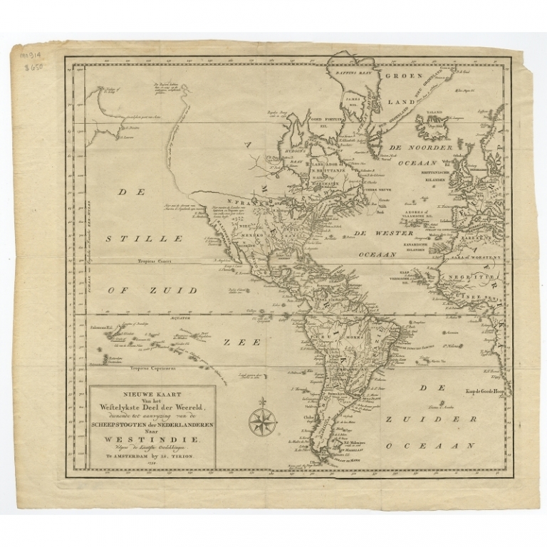 Antique Map of America by Tirion (c.1754)