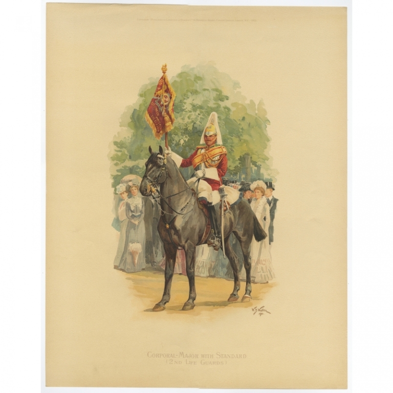 Antique Print of the 2nd Regiment of Life Guards by Wollen (1902)