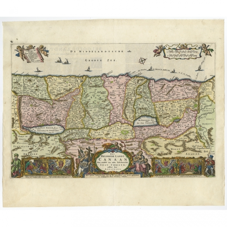Antique Map of the Holy Land by Visscher (c.1650)