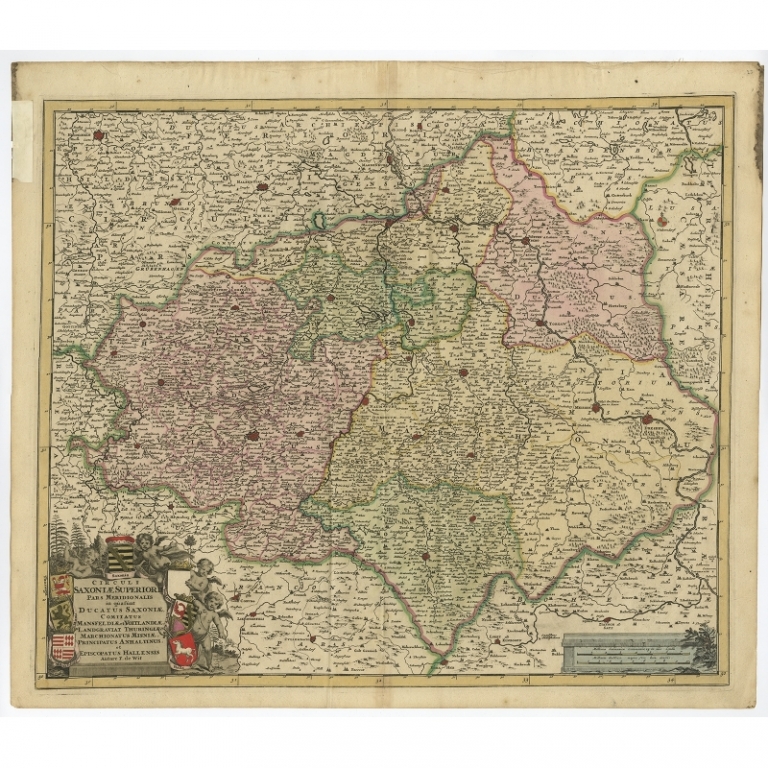 Antique Map of the Duchy of Saxony by De Wit (c.1680)
