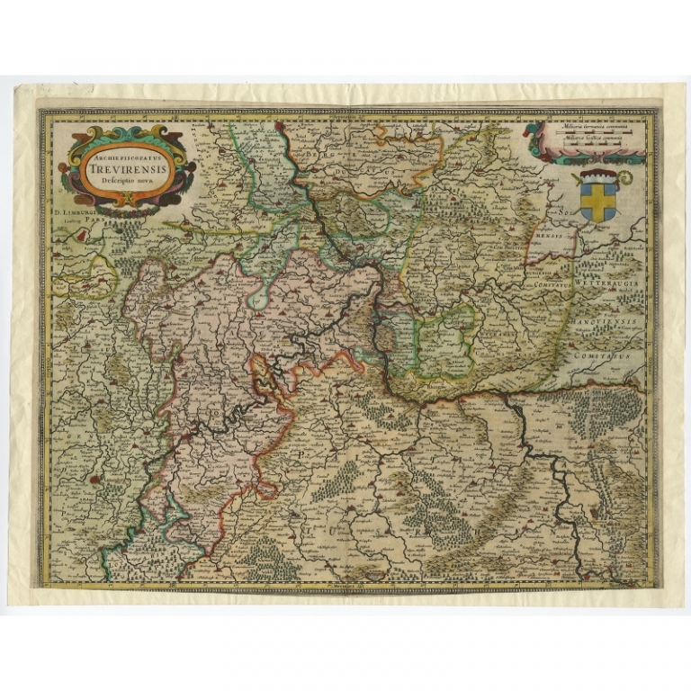 Antique Map of part of the Rhineland-Palatinate by Hondius (c.1630)
