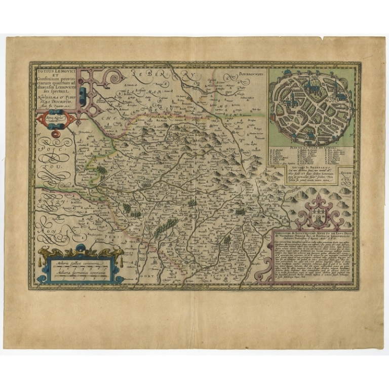Antique Map of the Limoges region by Kaerius (c.1600)