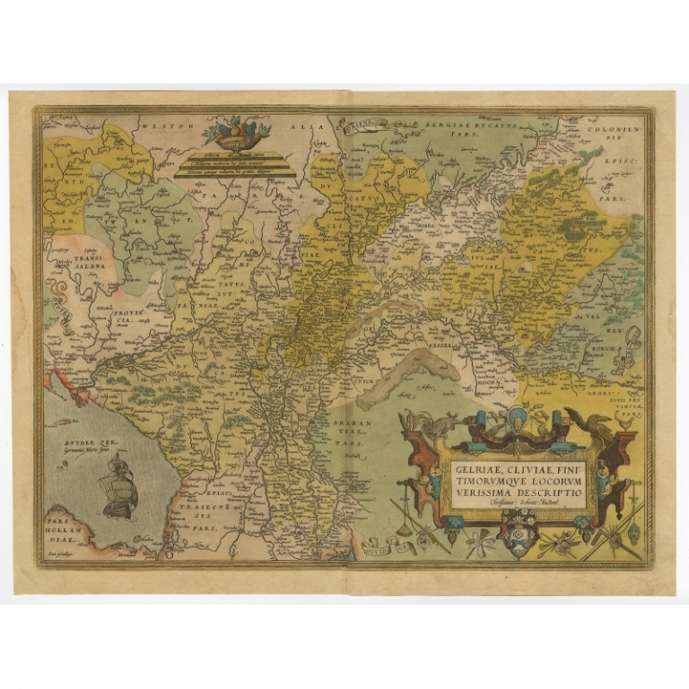 Antique Map of Gelderland by Ortelius (c.1580)
