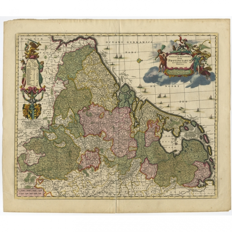 Antique Map of the Low Countries by Visscher (c.1680)