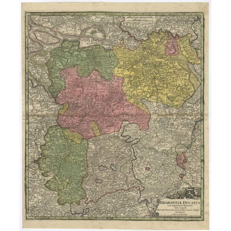 Antique Map of Brabant by Seutter (c.1750)