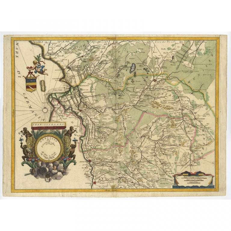 Antique Map of the Province of Overijssel by Coronelli (c.1692)