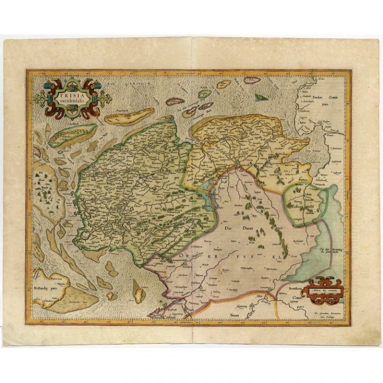 Antique Map of Friesland and Groningen by Mercator (c.1604)