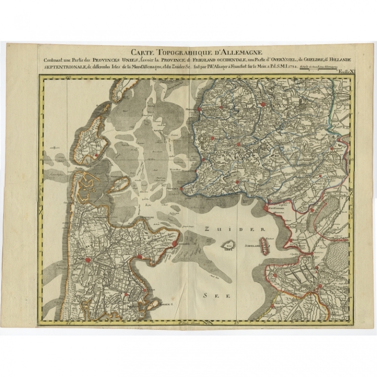 Antique Map of the Northern Part of the Netherlands by Jaeger (1784)