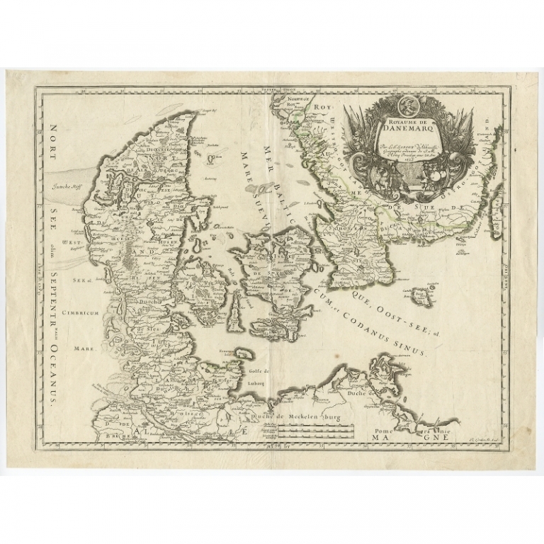 Antique Map of Denmark by Cordier (c.1658)