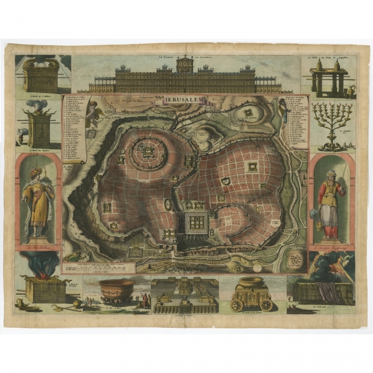 Antique Map of Jerusalem by Berchem (1669)