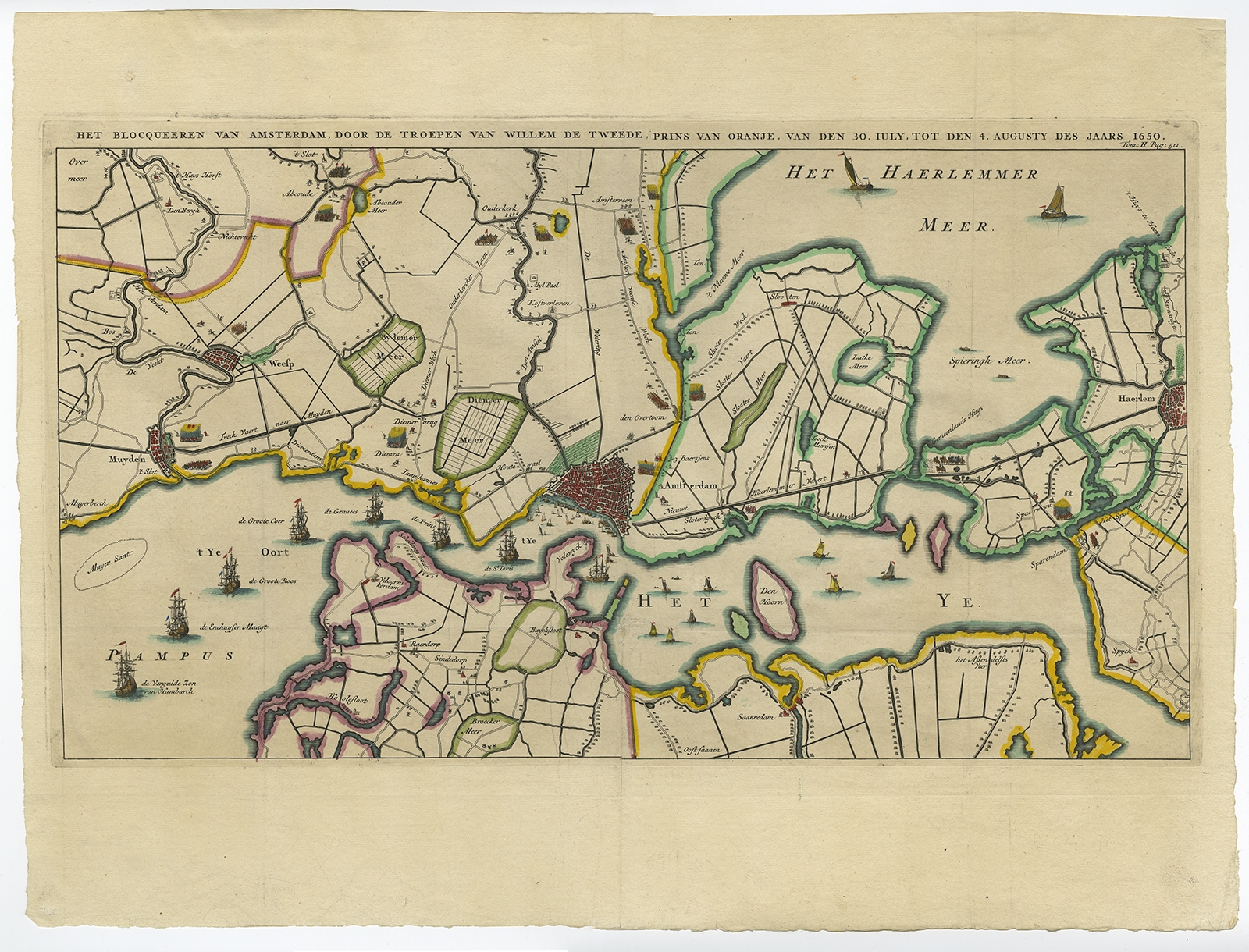 Antique Map of the Blockade of Amsterdam by Le Clerc (1730)