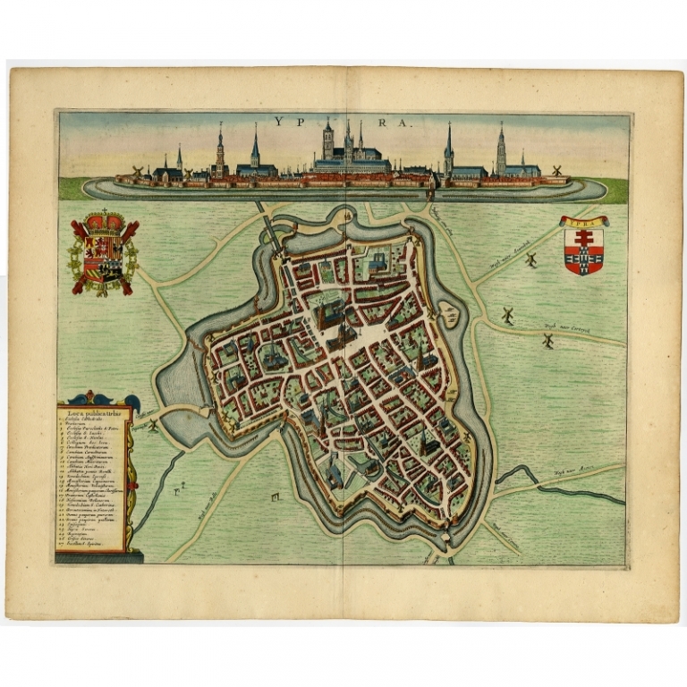 Antique Plan of Ieper by Blaeu (1649)