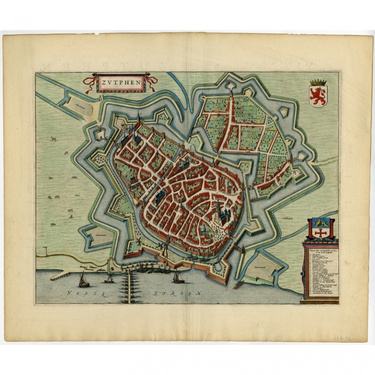 Antique Map of Zutphen by Blaeu (1649)